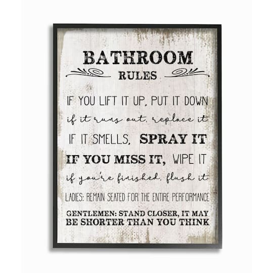Stupell Industries Bathroom Rules Framed Wall Art